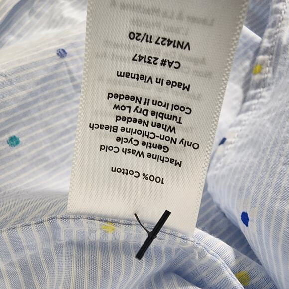 Talbots Shirt Floral Striped Button Down Sz XLP Blue Long Sleeve Preppy Coastal - Picture 8 of 8